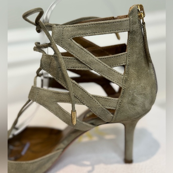 Aquzzura Makes THe Best Suede Shoes! Barely Worn Lace Up Suede Heels. - Picture 3 of 9